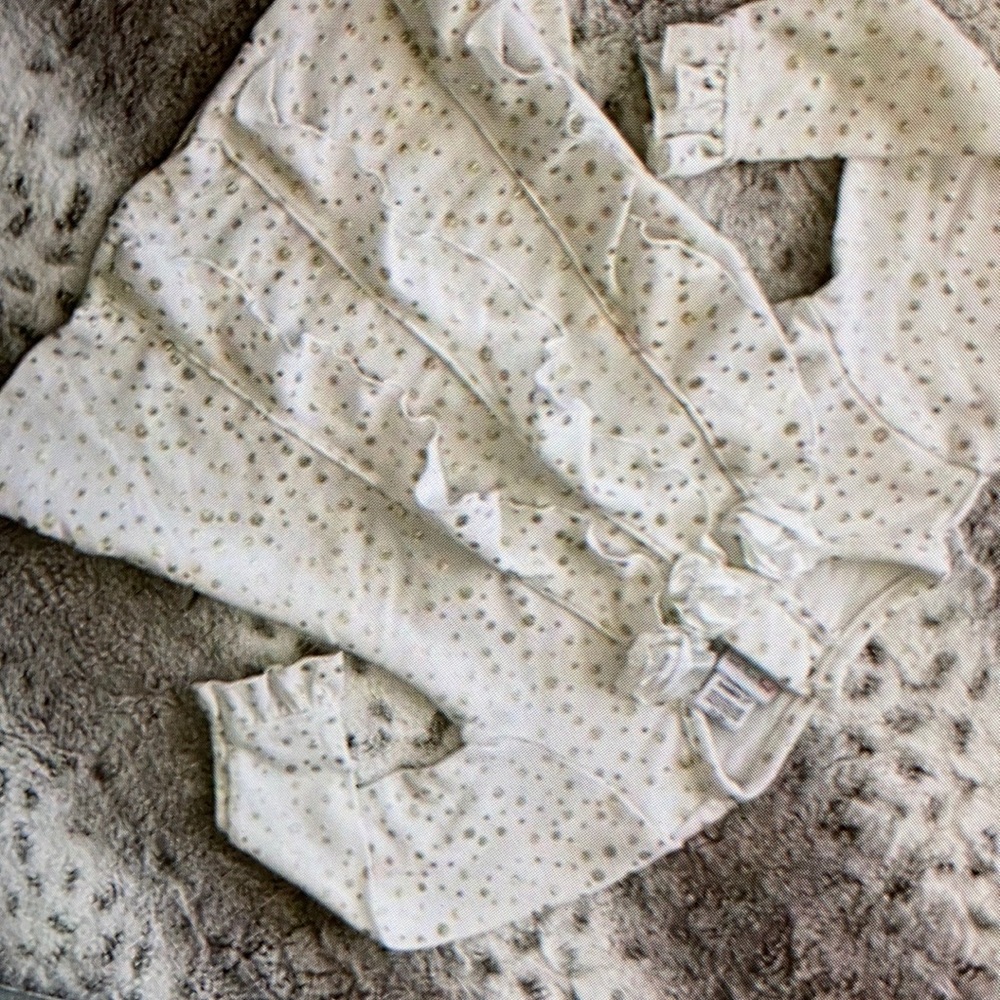 Ruffles accent front polka neck long sleeve blouse